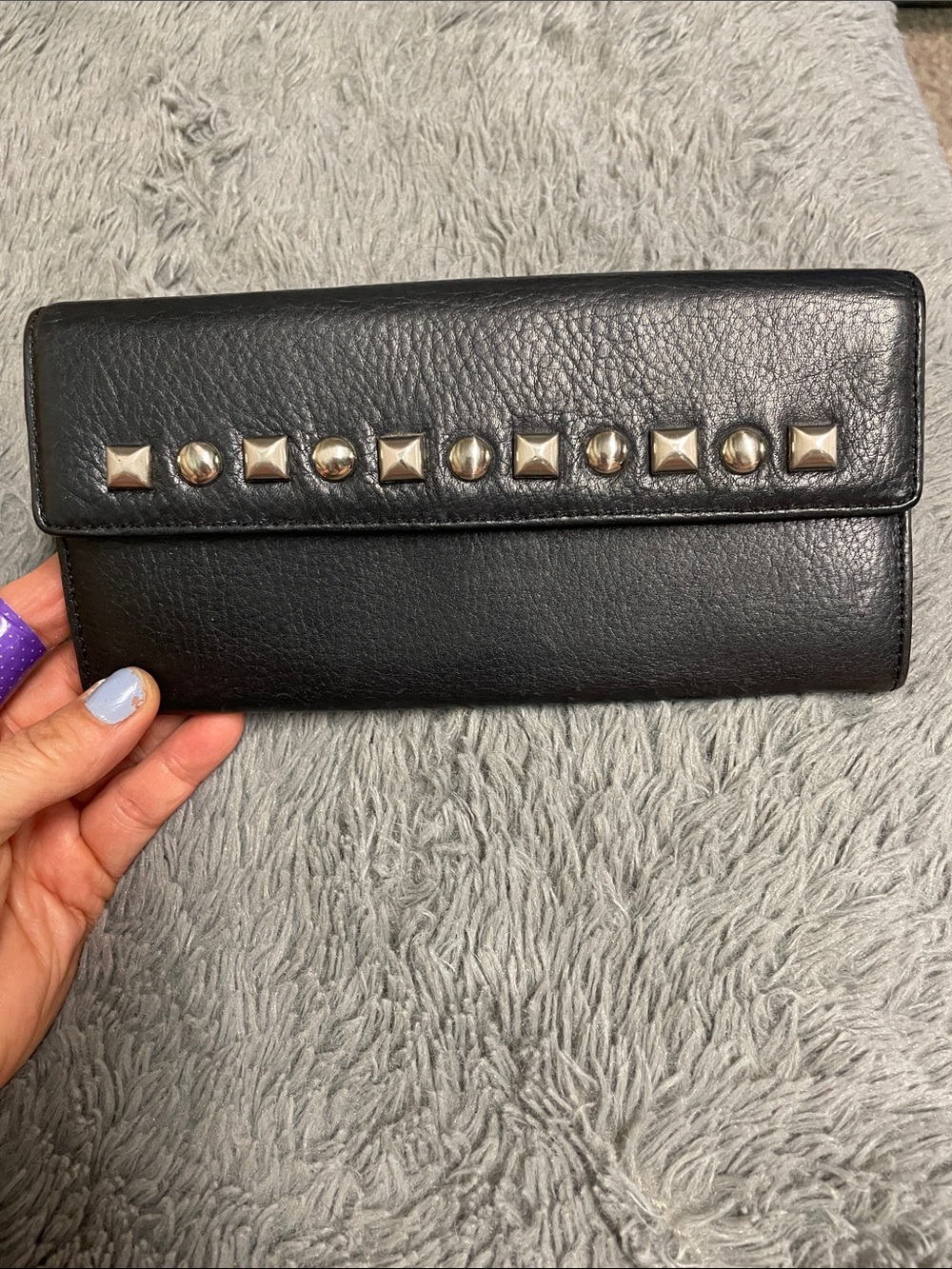 Stuart weitzman Black Studded Leather Wallet - Women Accessories
